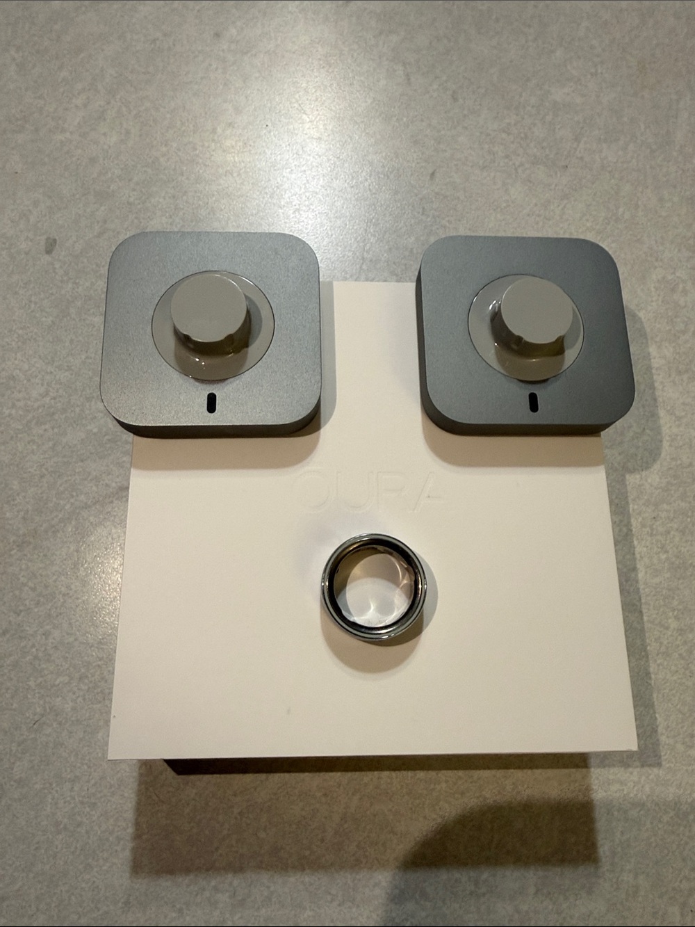 Oura Gray Square Control Knobs with Chrome Ring